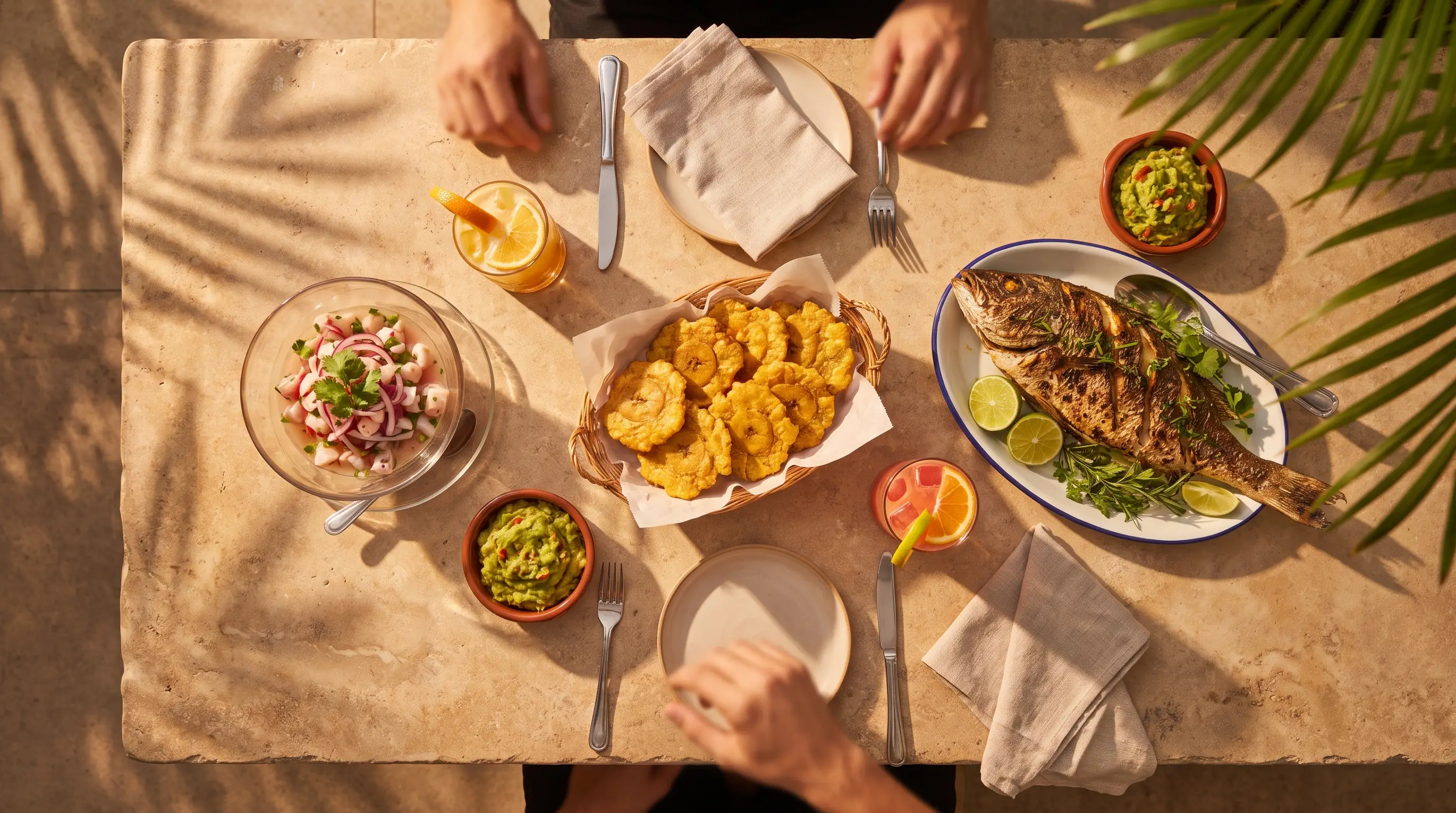 La mesa servida para dos
